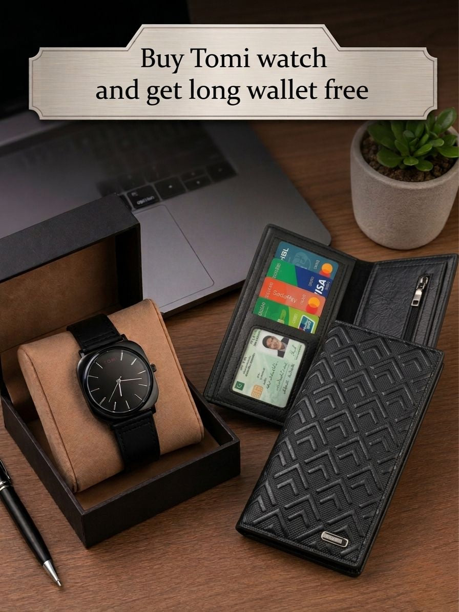 Buy 1 Tomi Watch Get 1 Long Leather Wallet Free
