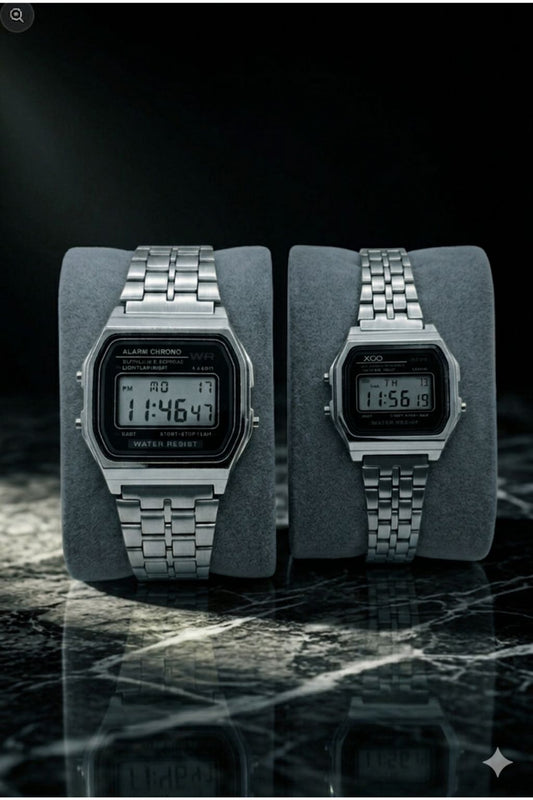 Digital Couple Watch with Stopwatch and Alarm - His and Her's Collection