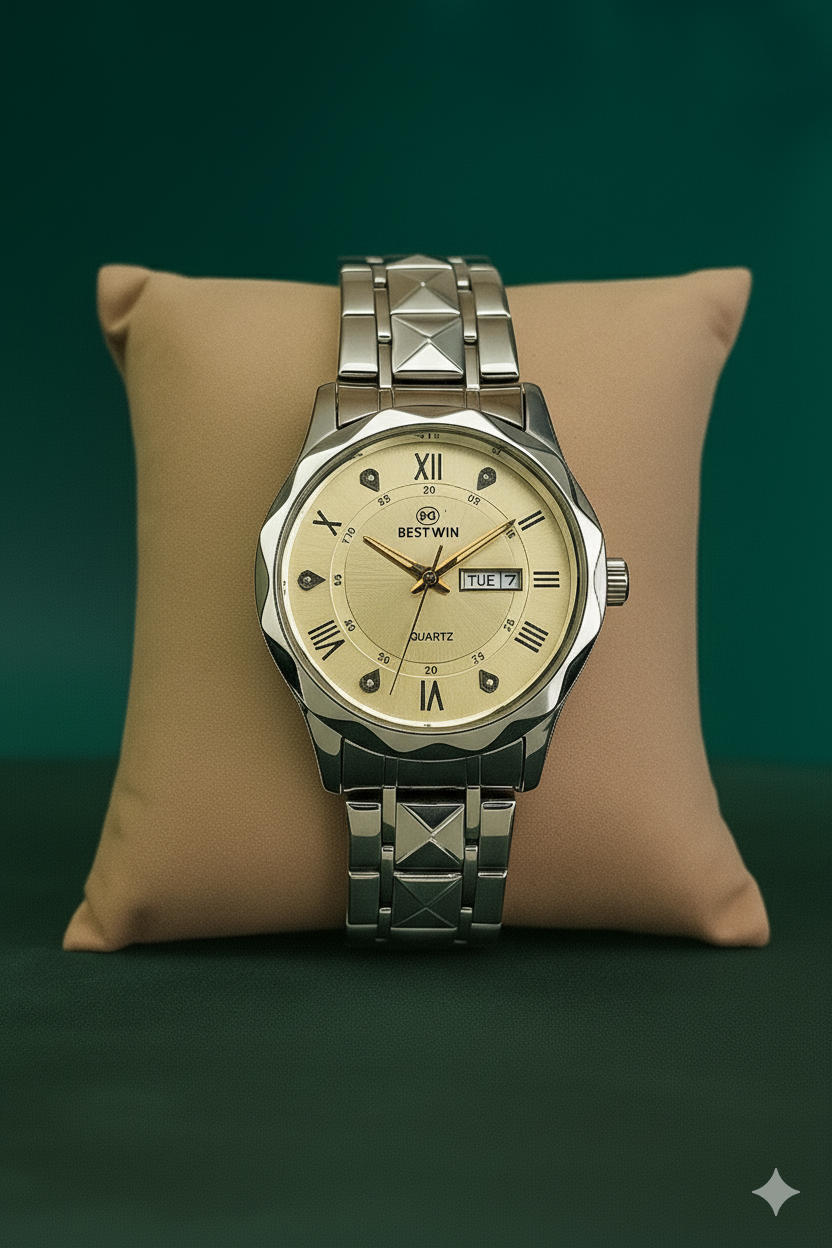 Bestwin Premium Watch - Silver with White Dial