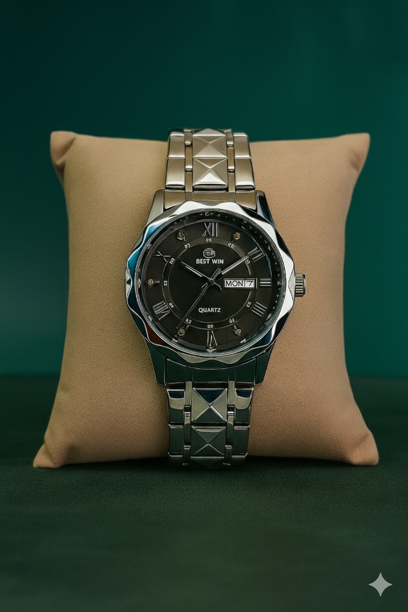 Bestwin Premium Watch - SIlver Black Dial