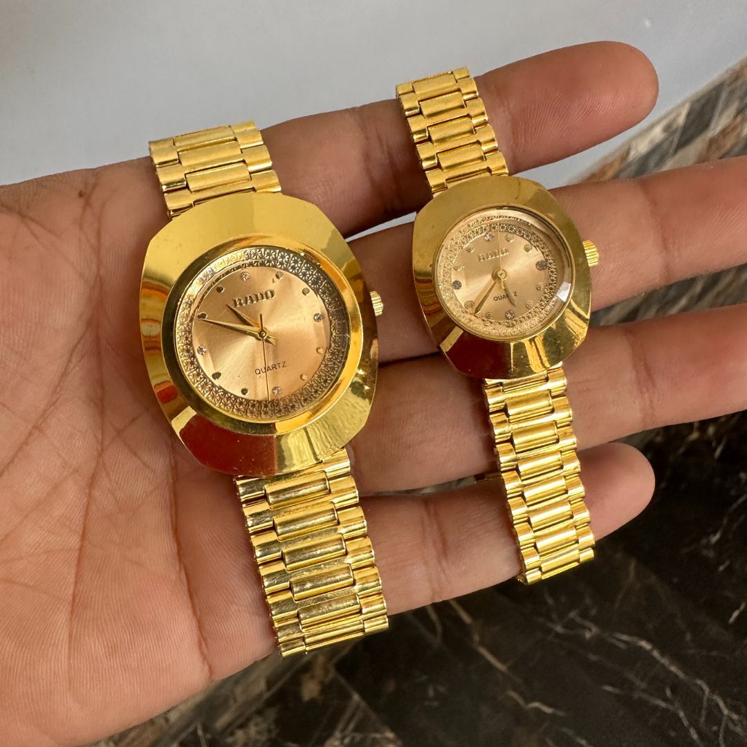 Luxry Golden Couple Watch - Stylish Couple Watch