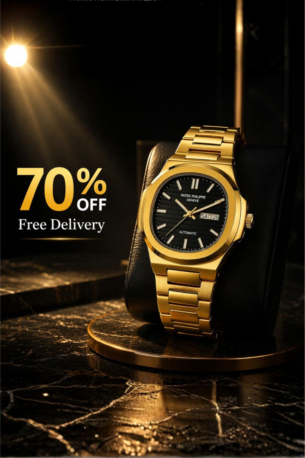Premium Patik Phill Watch for Men - Golden