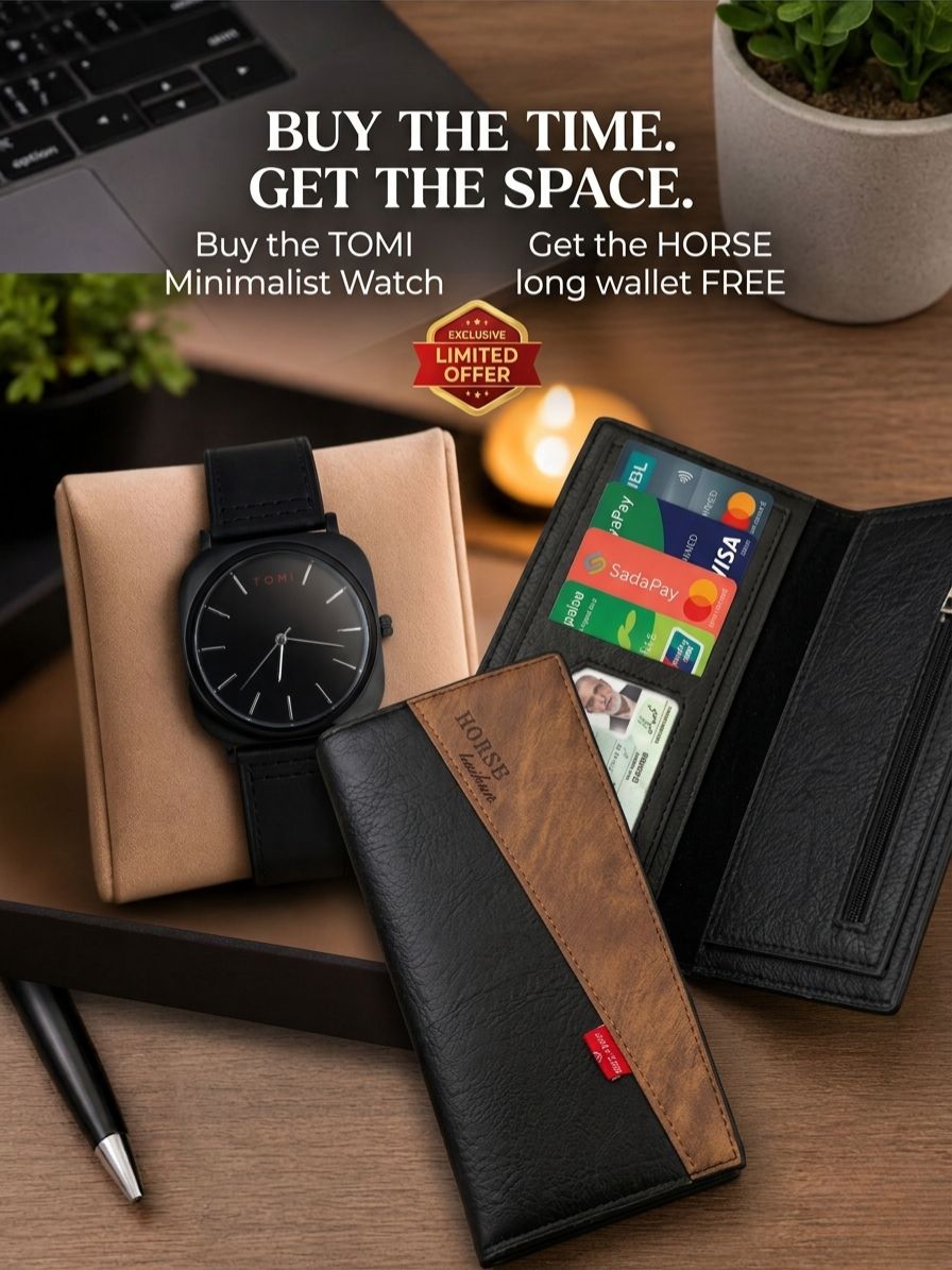 Buy 1 Tomi Watch Get 1 Long Leather Wallet Free