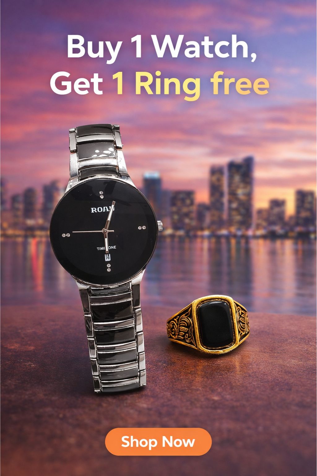 Road Watch with Date + 1 Ring Free