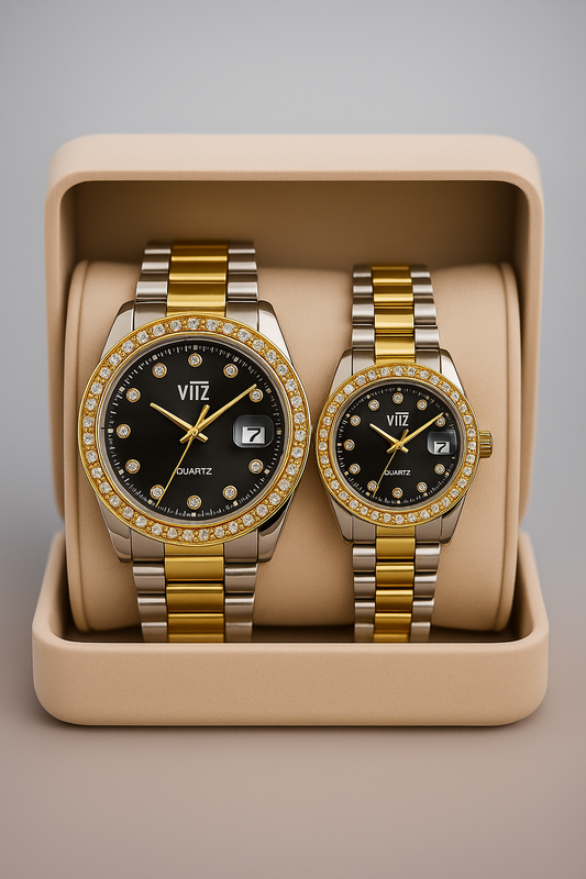 Royal Vitz Couple Watch Golden two tone- Classic Deisgn