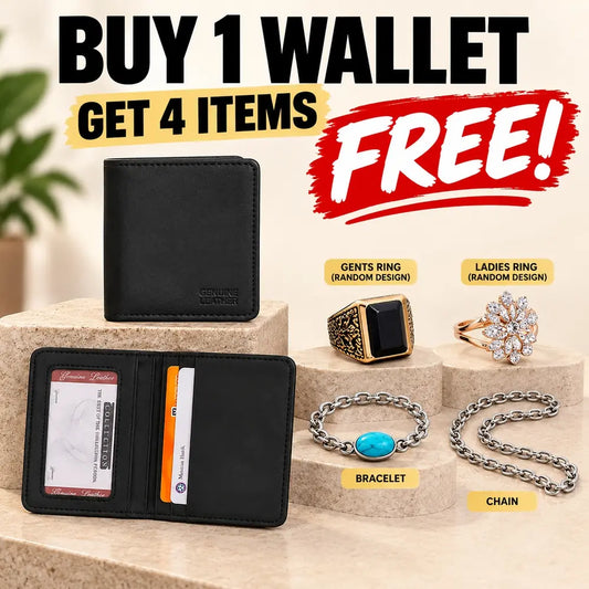 Wallet Gift Bundle - Buy 1 Mat Finish Mini Wallet and Get 4 Free Gifts