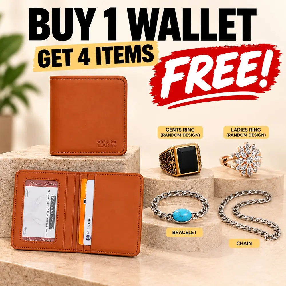 Wallet Gift Bundle - Buy 1 Mat Finish Mini Wallet and Get 4 Free Gifts