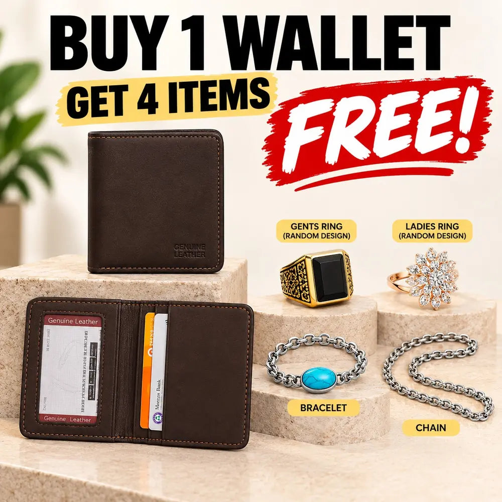 Wallet Gift Bundle - Buy 1 Mat Finish Mini Wallet and Get 4 Free Gifts