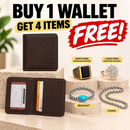 Wallet Gift Bundle - Buy 1 Mat Finish Mini Wallet and Get 4 Free Gifts