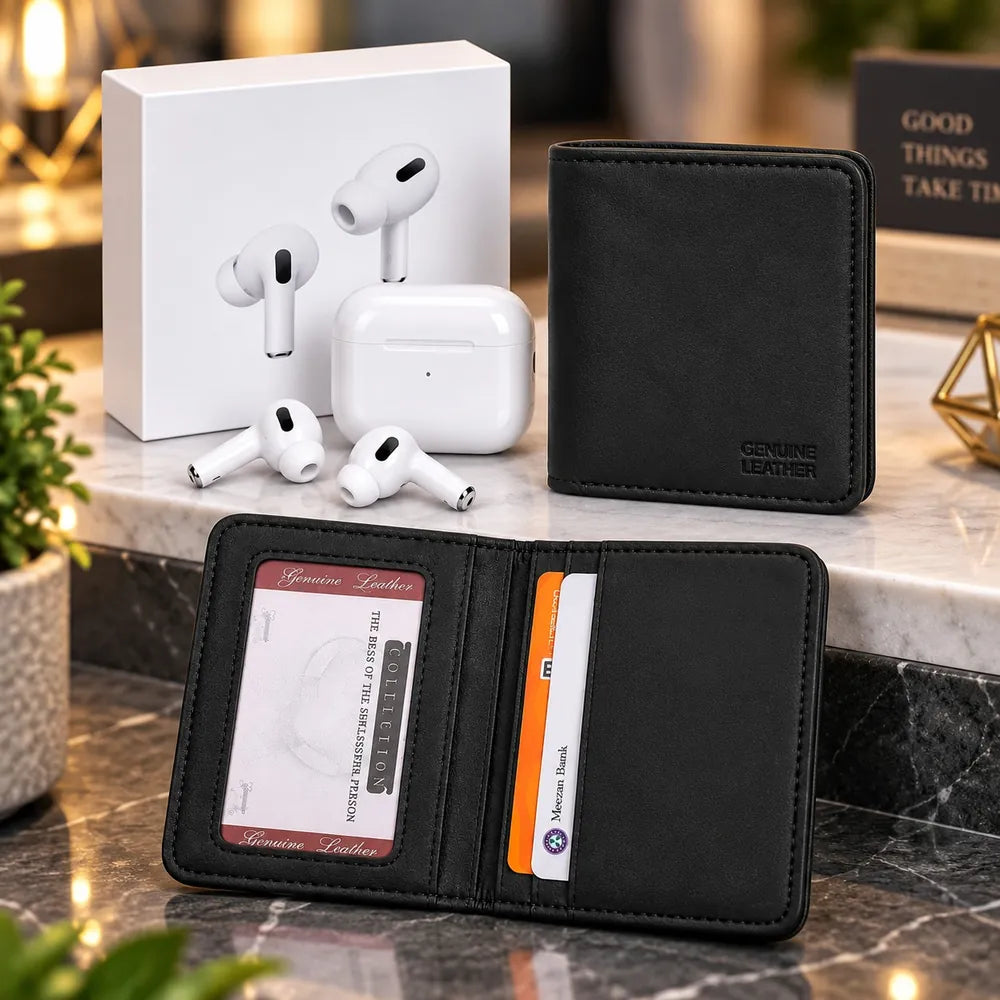 Pocket Friend Deal - Mini Mat Finish Wallet + Wireless Earbuds