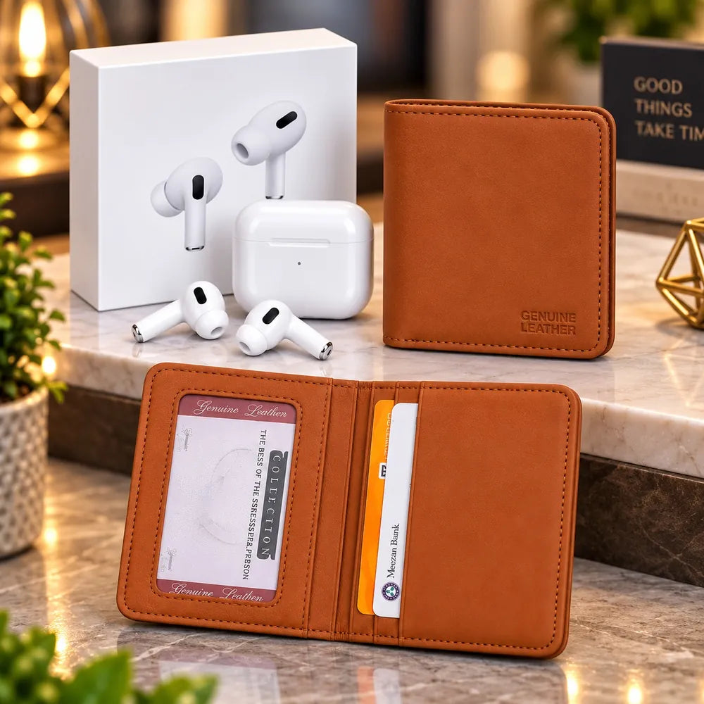 Pocket Friend Deal - Mini Mat Finish Wallet + Wireless Earbuds