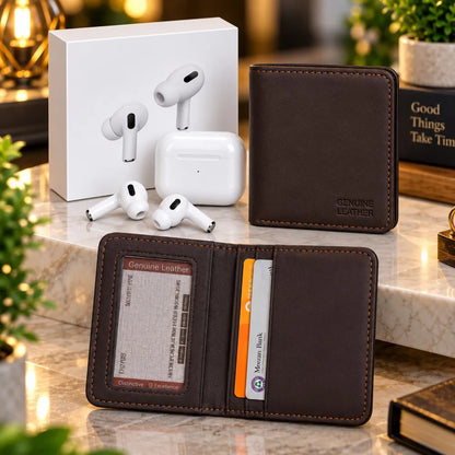 Pocket Friend Deal - Mini Mat Finish Wallet + Wireless Earbuds