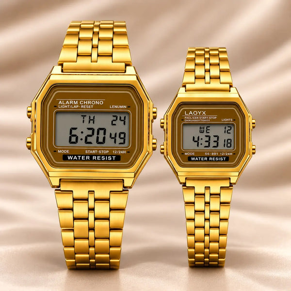 Digital Couple Watch with Stopwatch and Alarm - His and Her's Collection
