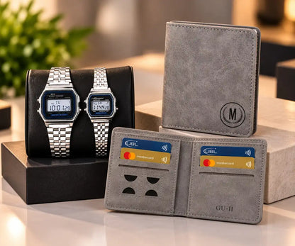 Couple Deal - M Design Wallet + Digital Couple Watch