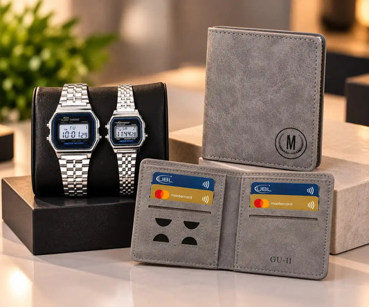 Couple Deal - M Design Wallet + Digital Couple Watch