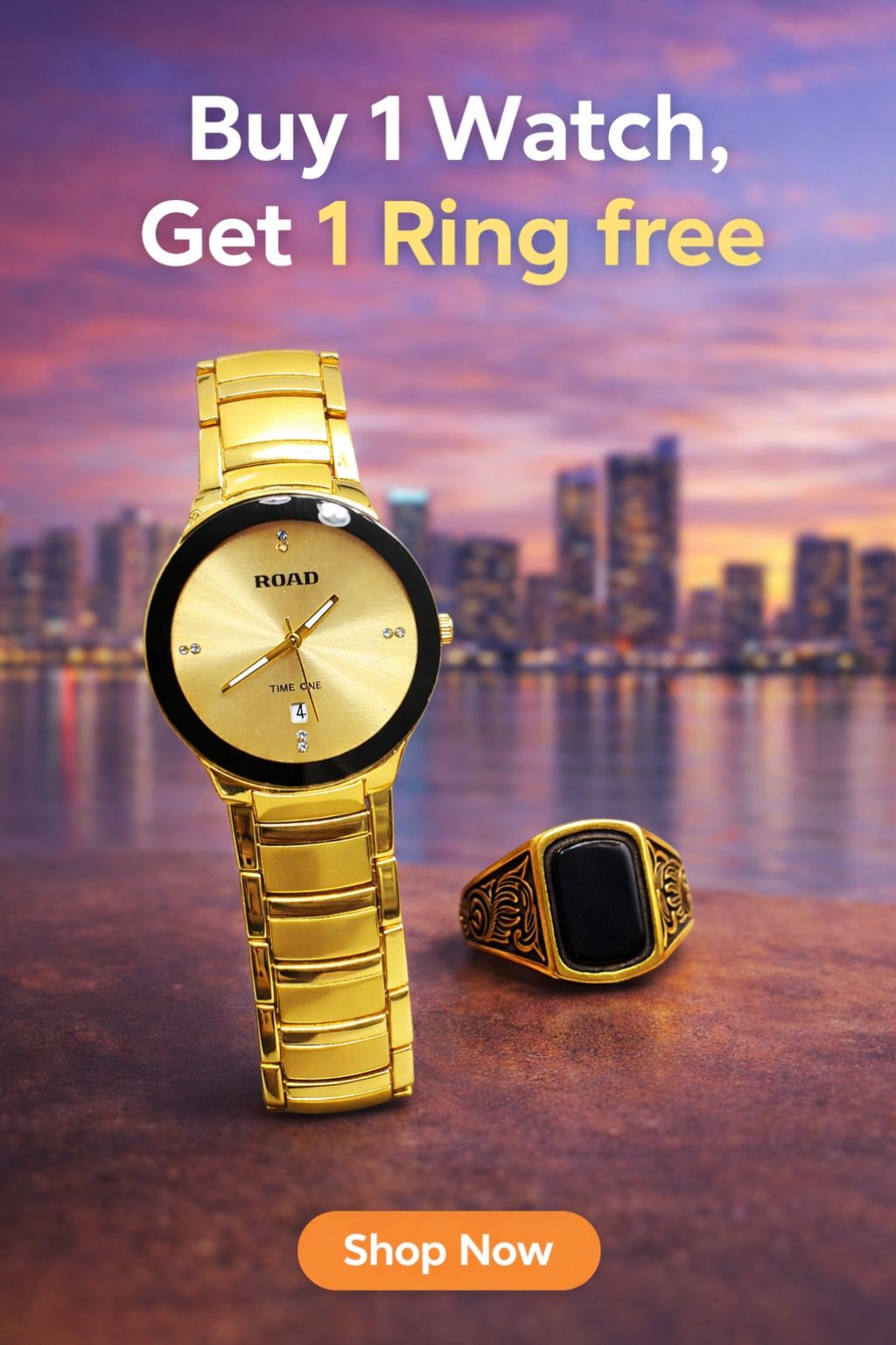 Road Watch with Date + 1 Ring Free