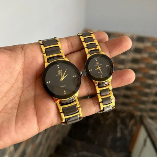 Couple Watch Golden Color - Classic Design