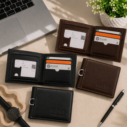 BALISI Men's Leather Wallet with Pull-Out Card & ID Case