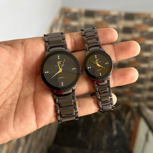 Couple Watch Black Color - Classic Design