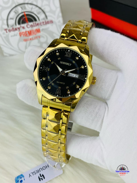 Horsly Premium Watch - Golden with Black Dial